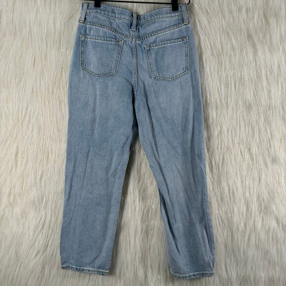 Old Navy Girls High Rise Slouchy Straight Jeans Distressed 100% Cotton Light 12 - Picture 4 of 10